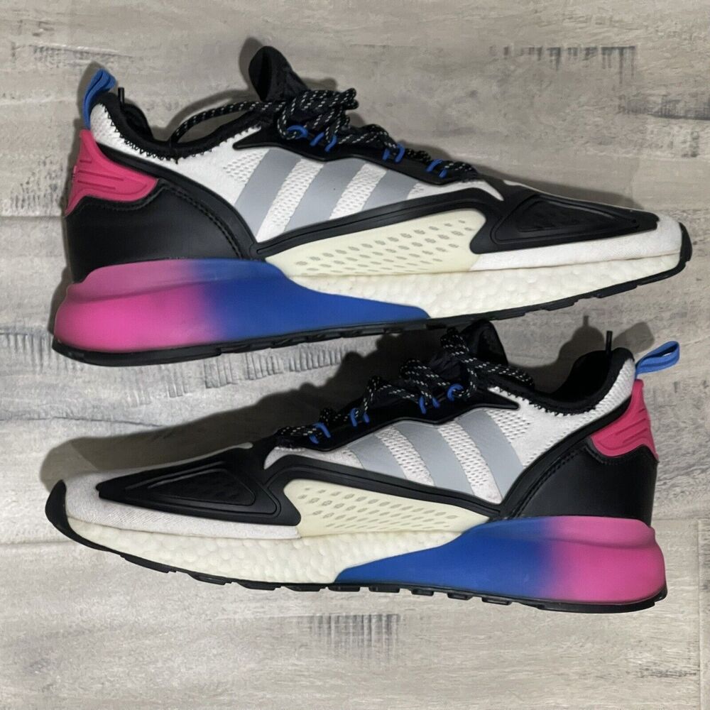 Adidas ZX 2K Boost Shoes Mens 10.5 White Blue Black Pink Running Athletic FX8835 - Picture 5 of 9